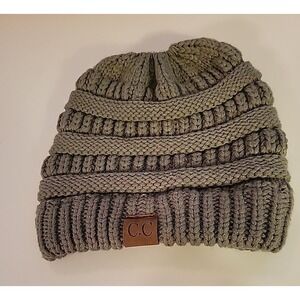 Women's C.C Exclusives Soft Stretch Cable Knit Messy Bun-Ponytail Beanie Winter